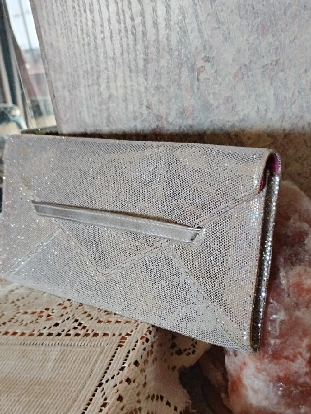 Metallic Silver Evening Clutch Bag